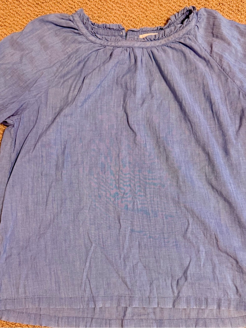 LOFT Blue Cotton Peasant Top